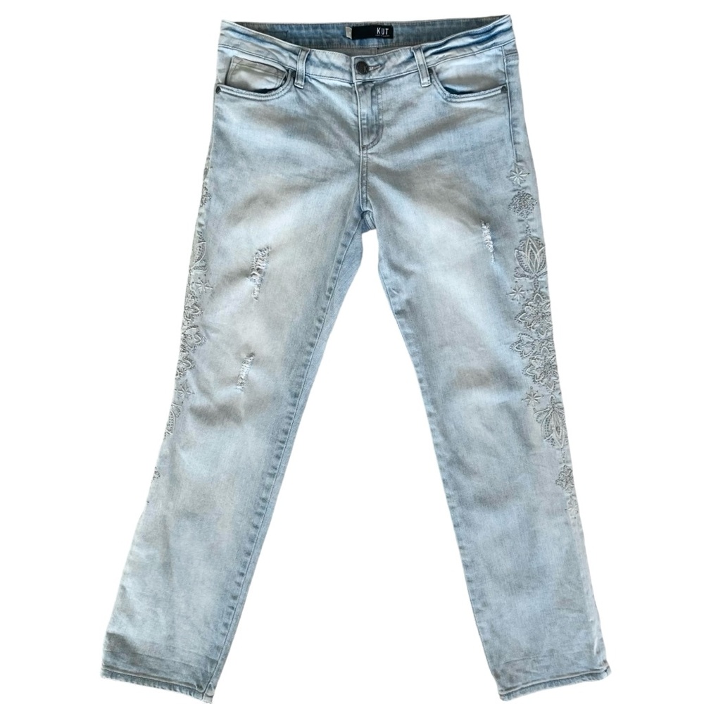 Kut from the Kloth Jeans Premium Denim Embroidered Embellishment